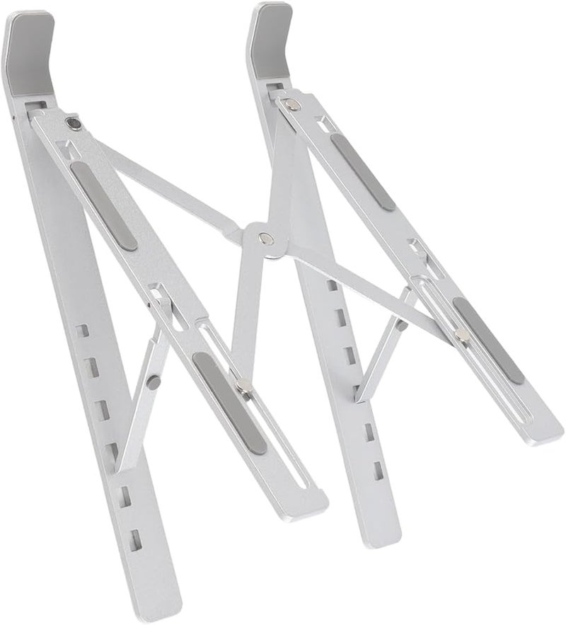 Silver Foldable Aluminum Laptop Stand Portable Adjustable Computer Riser with Cooling Ventilation - Image 5